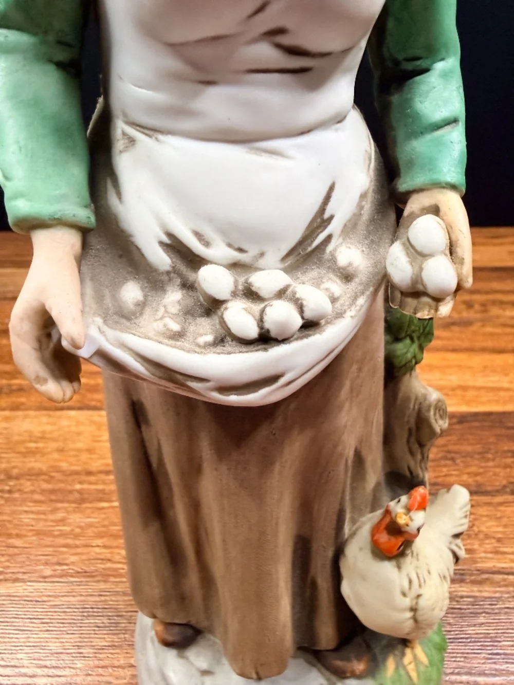 HOMCO Woman Collecting Eggs with Chicken Figurine #1434
